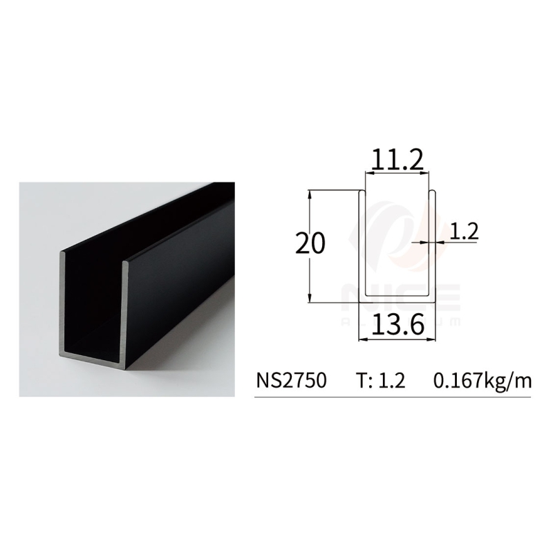 Aluminum U Channel for Glass
